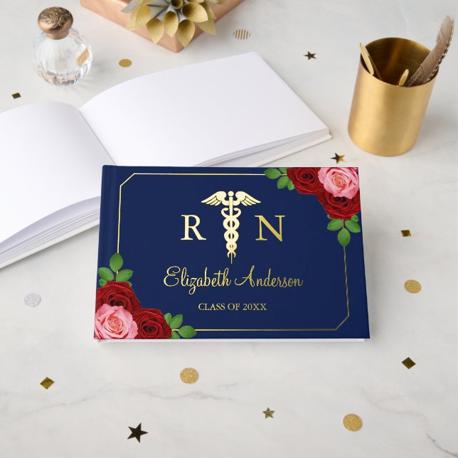 Nurse Graduation Foil Guest Book (Front Open)