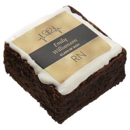 NURSE Graduation Food RN Black Gold Brownie