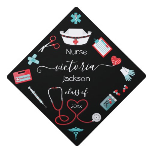 Nurse Graduation Fun Icons Cap Topper | Zazzle