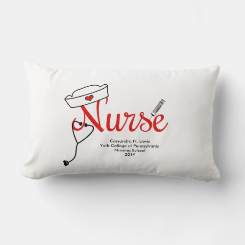 Nurse Graduation gift name year school quote Lumbar Pillow