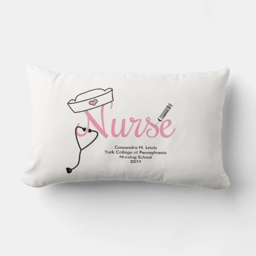 Nurse Graduation gift with name  school  quote Lumbar Pillow