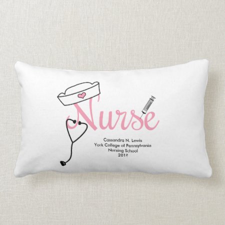 Nurse Graduation Gift With Name / School / Quote Lumbar Pillow