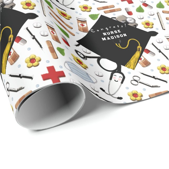 Nurse Graduation Gift Wrapping Paper (Roll Corner)