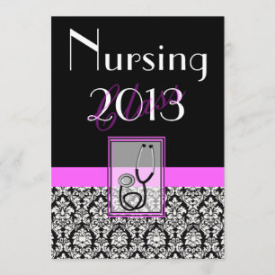 Nurse Graduation Graduation Invitations Damask