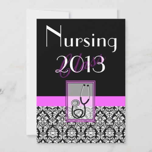 Nurse Graduation Graduation Invitations Damask
