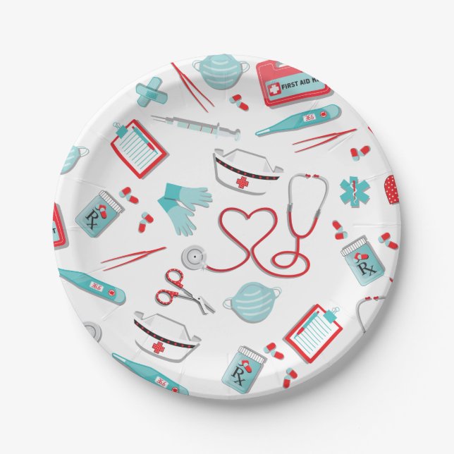 Nurse graduation icons paper plates (Front)