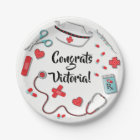Nurse graduation icons paper plates