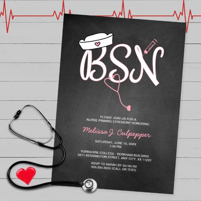 Nurse graduation invitation, bsn pinning ceremony invitation (Creator Uploaded)