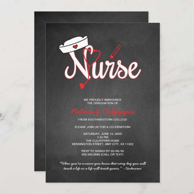 Nurse graduation invitation party pinning ceremony (Front/Back)