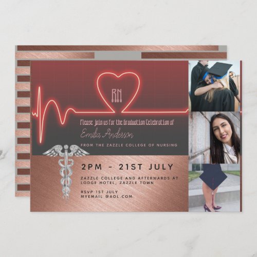 Nurse Graduation Invitation _ PHOTO RN Rose Gold