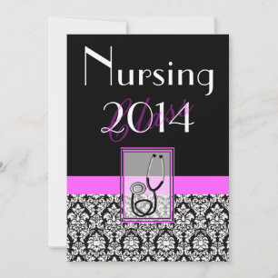 Nurse Graduation  Invitations Damask 2014