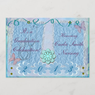 Nurse Graduation Invitations Feminine Blue