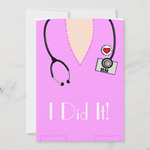 Nurse Graduation  Invitations Pink
