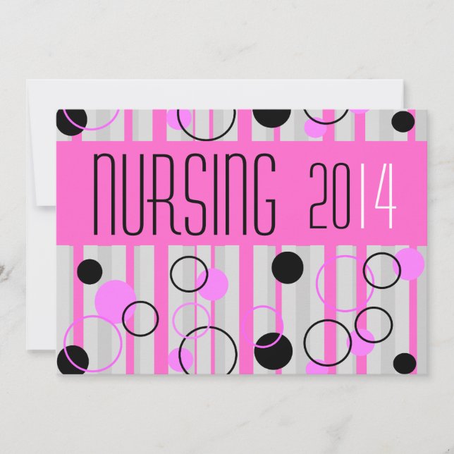 Nurse Graduation Invitations Retro Pink Black 2014 (Front)