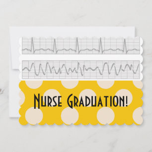 Nurse Graduation Invitations Yellow Polka Dots