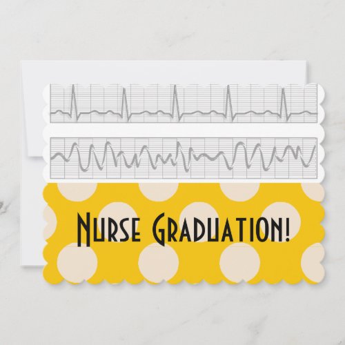 Nurse Graduation Invitations Yellow Polka Dots