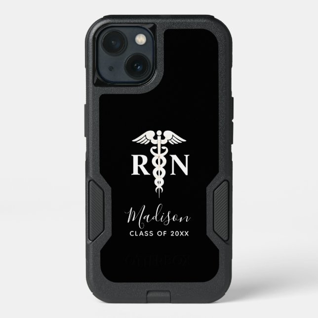 Nurse Graduation Medical Black Personalized Otterbox iPhone Case (Back)