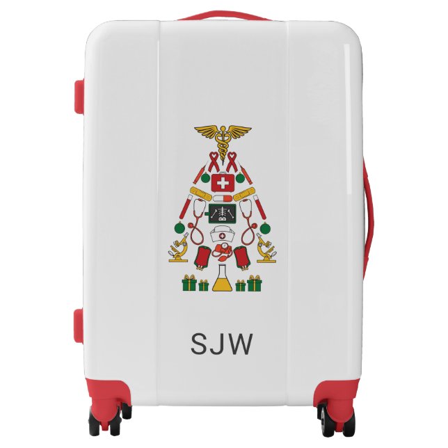 Nurse Graduation Name Monogram Caduceus Luggage (Front)
