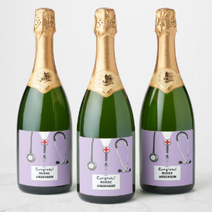 Nurse Graduation Nursing School Sparkling Wine Lab Label
