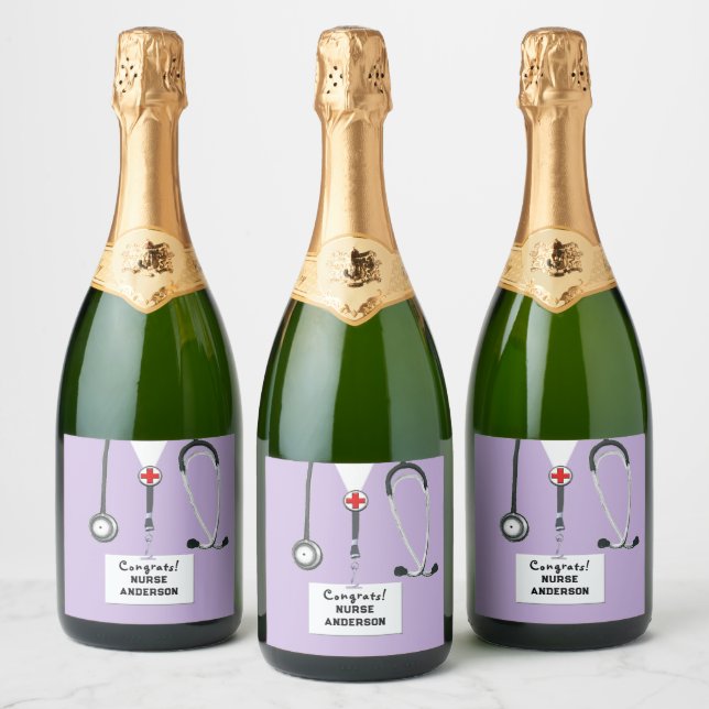Nurse Graduation Nursing School Sparkling Wine Lab Label (Bottles)