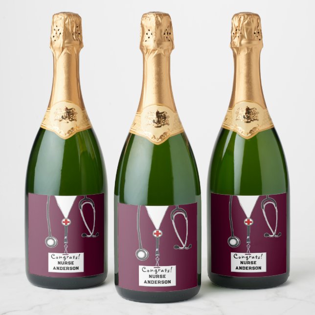 Nurse Graduation Nursing School Sparkling Wine Lab Label (Bottles)