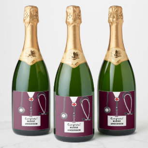 Nurse Graduation Nursing School Sparkling Wine Lab Label
