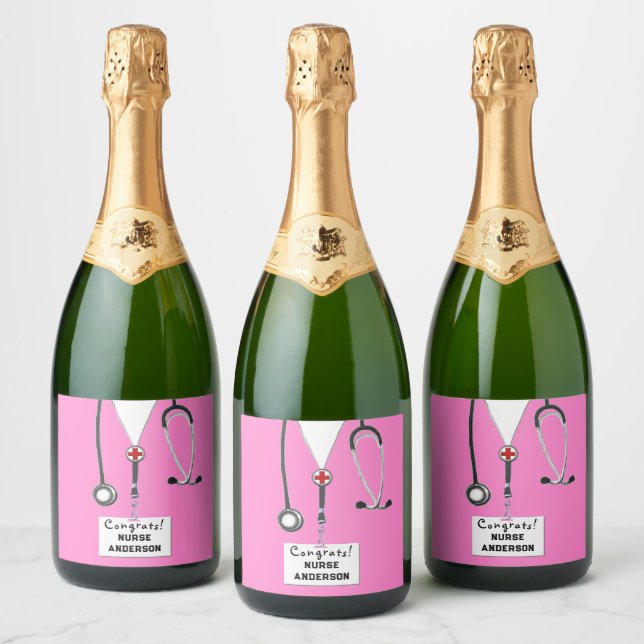 Nurse Graduation Nursing School Sparkling Wine Lab Sparkling Wine Label (Bottles)