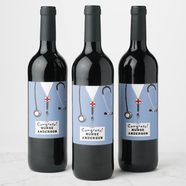 Nurse Graduation Nursing School Wine Label (Bottles)