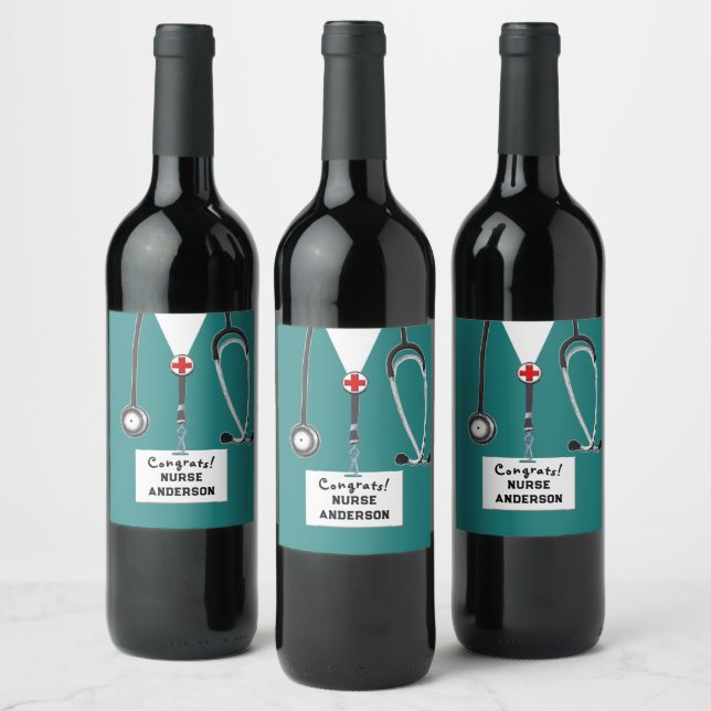 Nurse Graduation Nursing School Wine Label (Bottles)