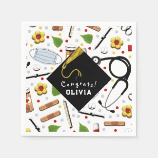 Nurse Graduation Party Classic Round Sticker Napkins