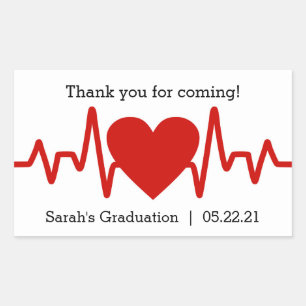 Nurse graduation party favor sticker / heart beat