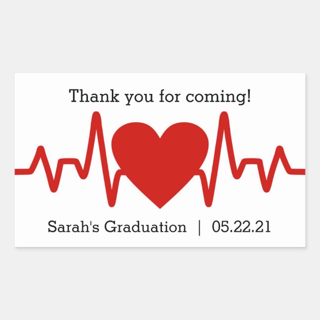 Nurse graduation party favor sticker / heart beat (Front)
