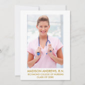 Nurse Graduation Party Gold Pink Photo Invite (Back)