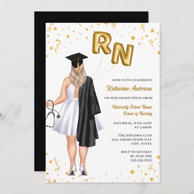 Nurse Graduation Party Invitation (Front/Back)