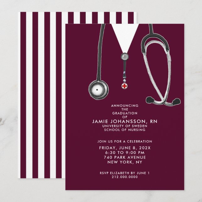 Nurse Graduation Party Invitations (Front/Back)