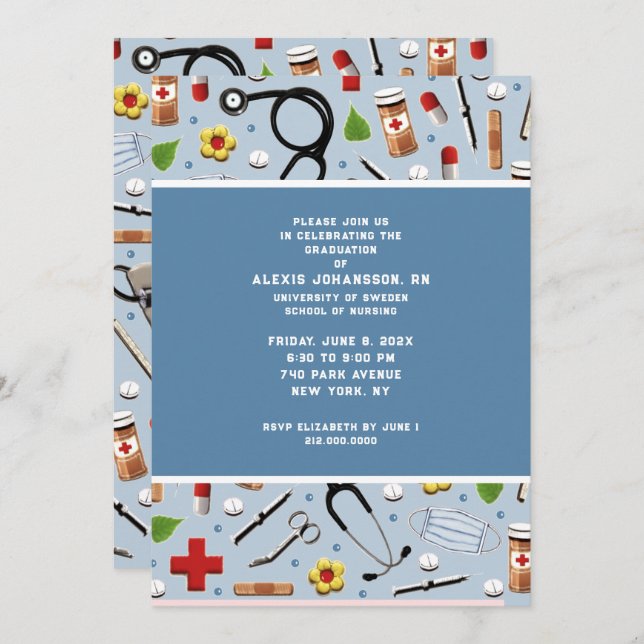 Nurse Graduation Party Invitations (Front/Back)