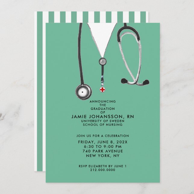Nurse Graduation Party Invitations (Front/Back)
