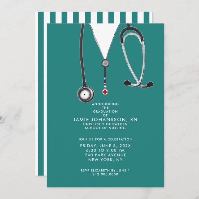 Nurse Graduation Party Invitations (Front/Back)