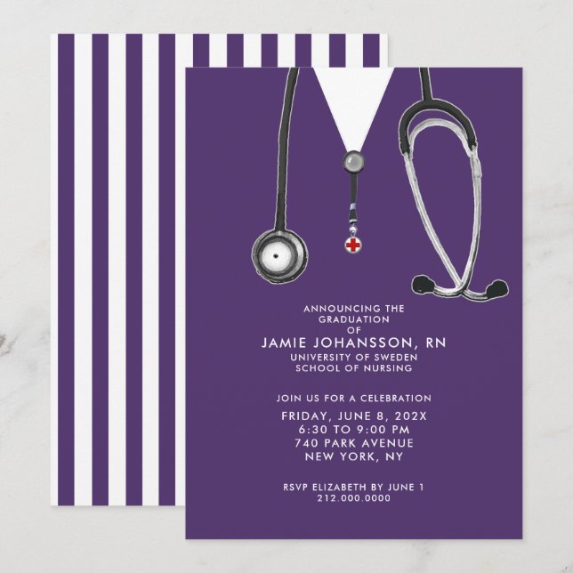Nurse Graduation Party Invitations (Front/Back)