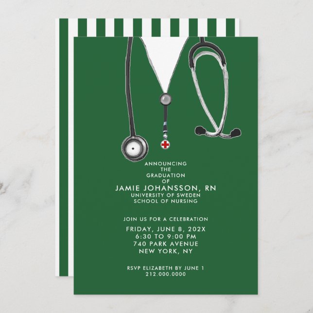Nurse Graduation Party Invitations (Front/Back)