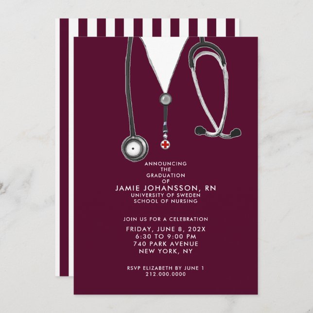 Nurse Graduation Party Invitations (Front/Back)