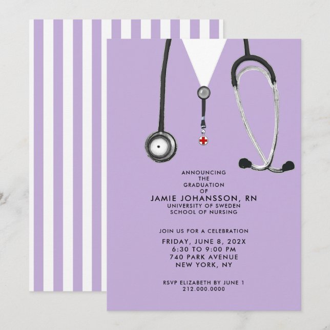 Nurse Graduation Party Invitations (Front/Back)