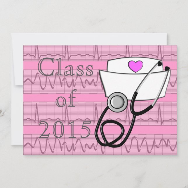 Nurse Graduation Party Invitations EKG Paper II (Front)