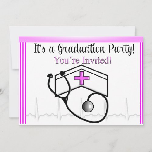 Nurse Graduation Party Invitations Pink