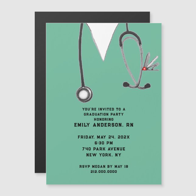Nurse Graduation Party Magnetic Invitation (Front/Back)