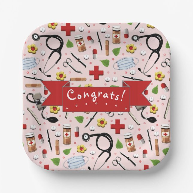 Nurse Graduation Party Paper Plates (Front)