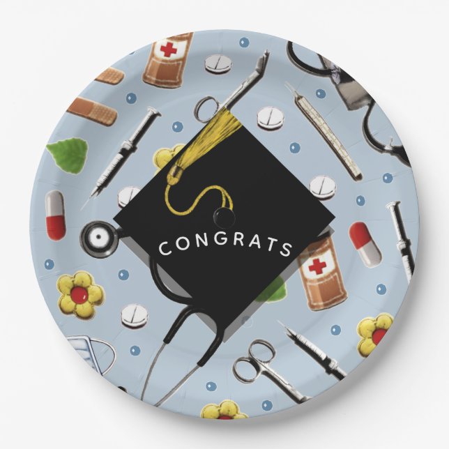 Nurse Graduation Party Paper Plates (Front)