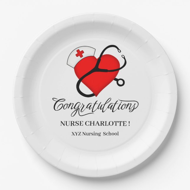  Nurse Graduation Party Paper Plates (Front)