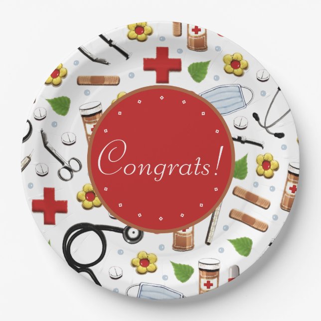 Nurse Graduation Party Paper Plates (Front)