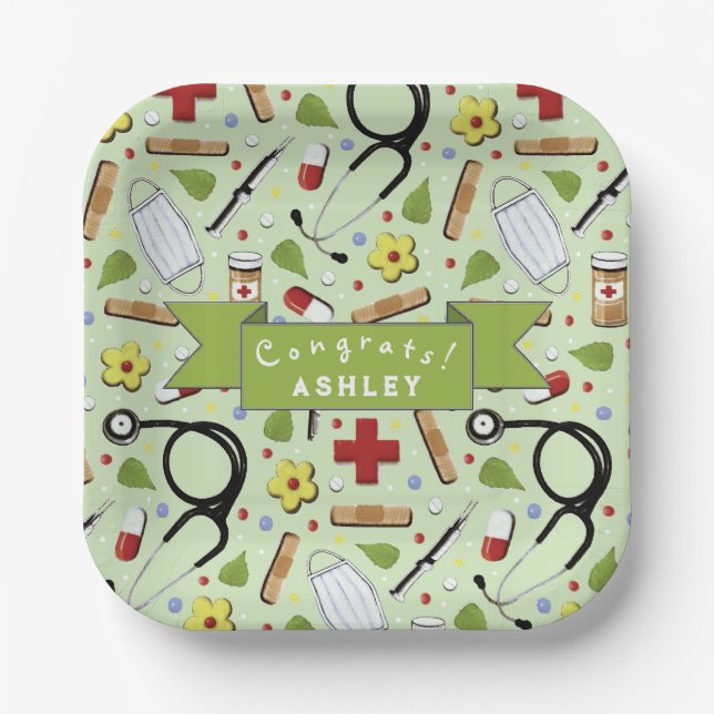 Nurse Graduation Party Paper Plates (Front)